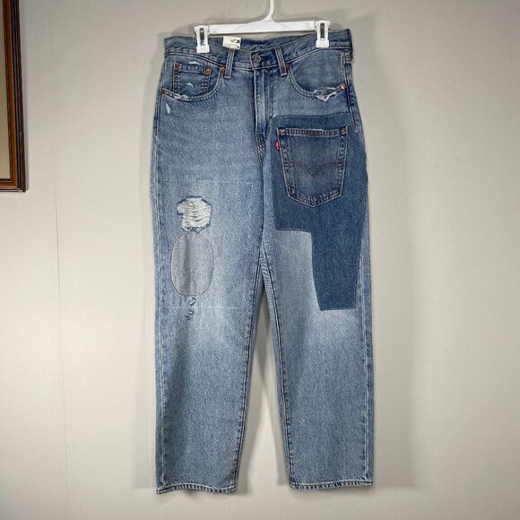 Levi's 568 Loose Denim Jeans Men's 31 x 32 Blue Distressed Patchwork Big E NWT